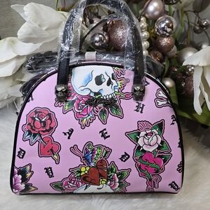 Ed Hardy Pink Lunch Tote with thermal Linning New